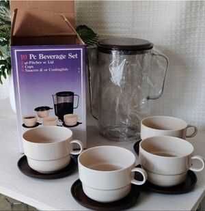 Vintage 10-Piece Beverage Set – Pitcher, Cups & Saucers